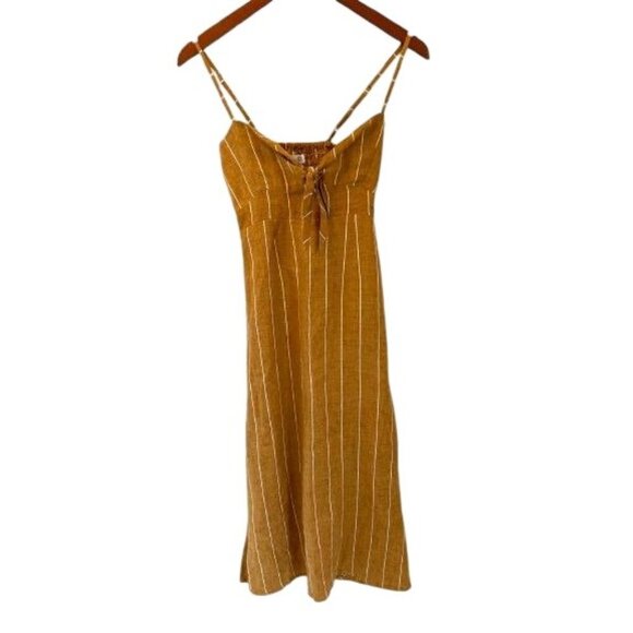 Faithfull the Brand Fiscardo Midi Dress Copenhagen Stripe 100% Linen - Picture 3 of 11